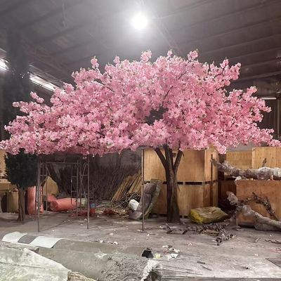Realistic Large Artificial Cherry Blossom Tree High Density Silk Petal Sakura Fiberglass Trunk Eco-Friendly Landscaper